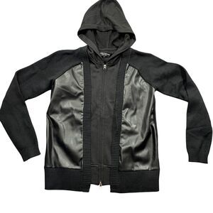 Central Park West Small Black Dual Zip Hooded Sweater Jacket Full‎ Zip